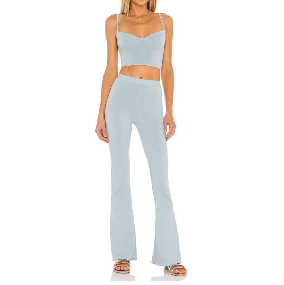 Indah Sky Blue Flare Pants And Top Set